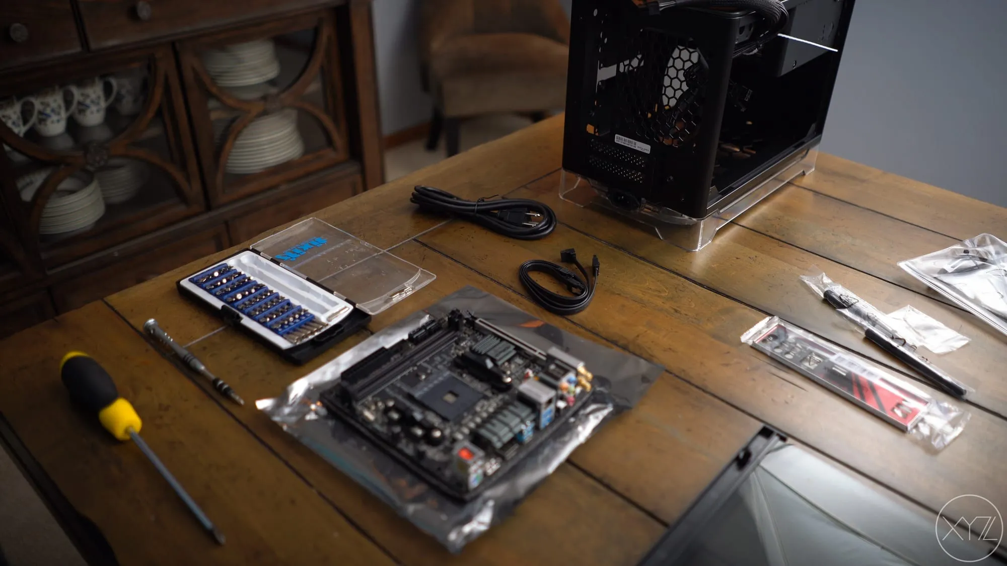 Asrock Fatal1ty B450 mini ITX motherboard installed in the InWin A1